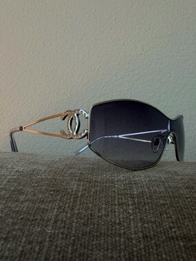 💎CHANEL Rimless Shield Sunglasses Crystal CC Detail✨